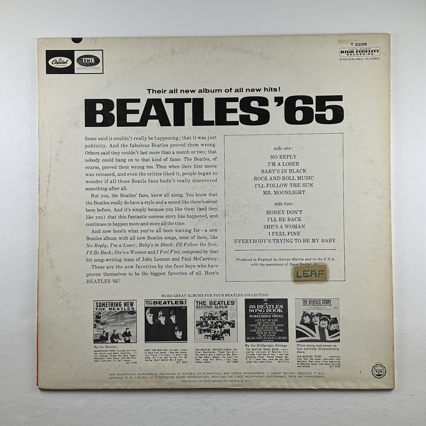 Pre-Owned :: Beatles, The "Beatles '65" LP