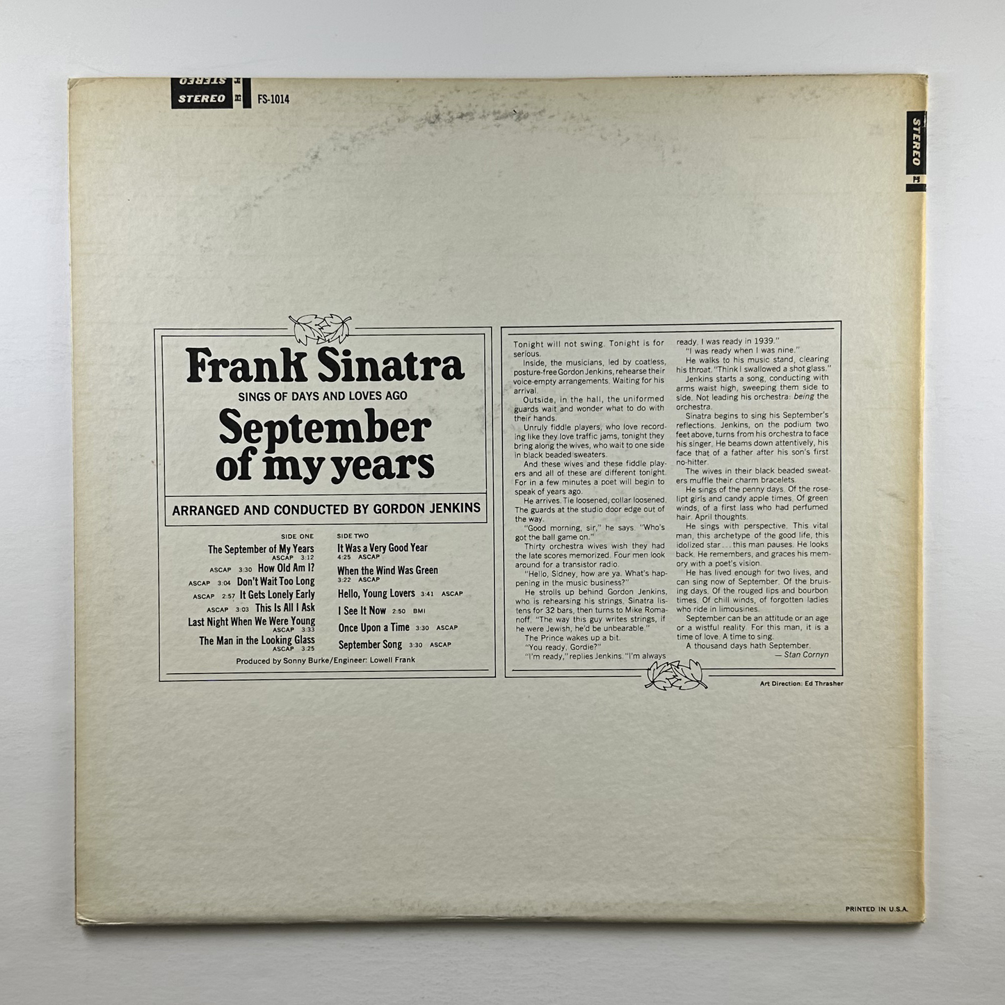 Pre-Owned :: Frank Sinatra "September Of My Years" LP