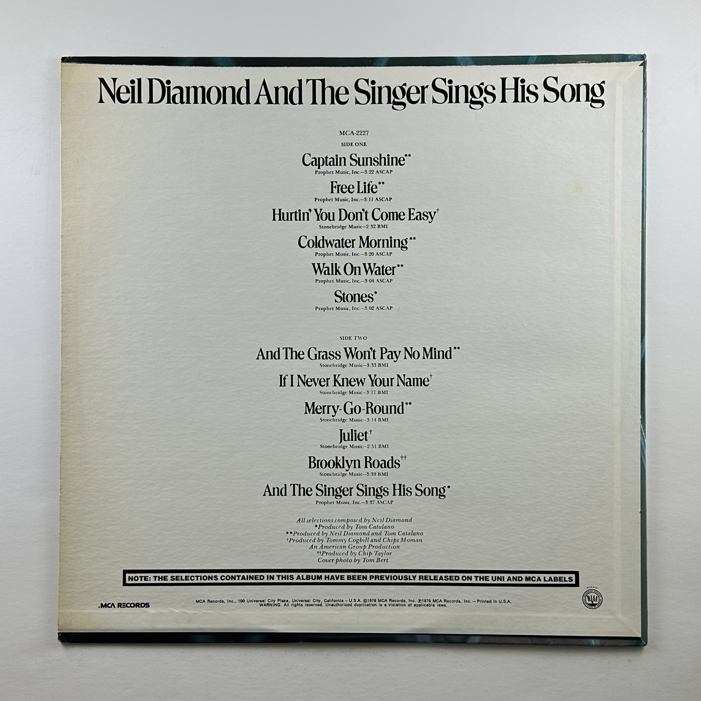Pre-Owned :: Neil Diamond "And The Singer Sings His Song" LP