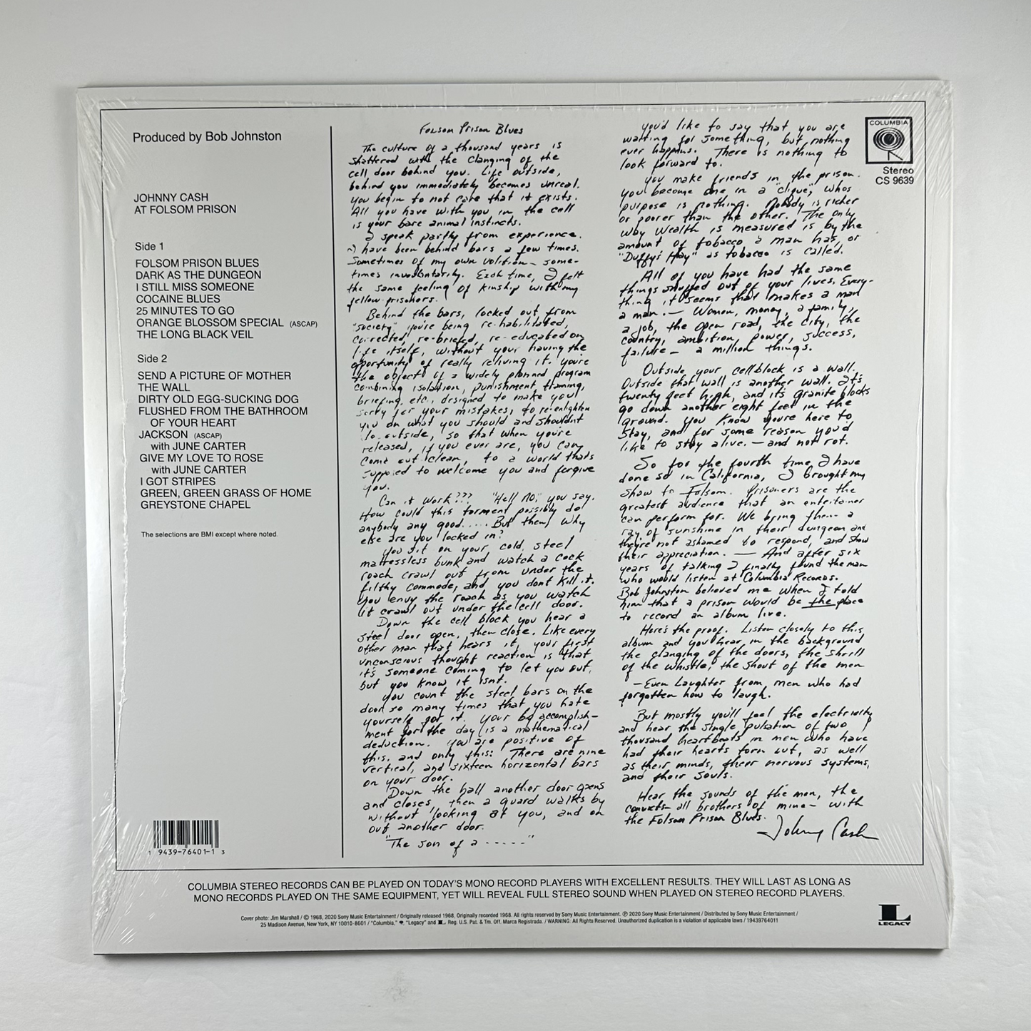 Johnny Cash "At Folsom Prison" LP