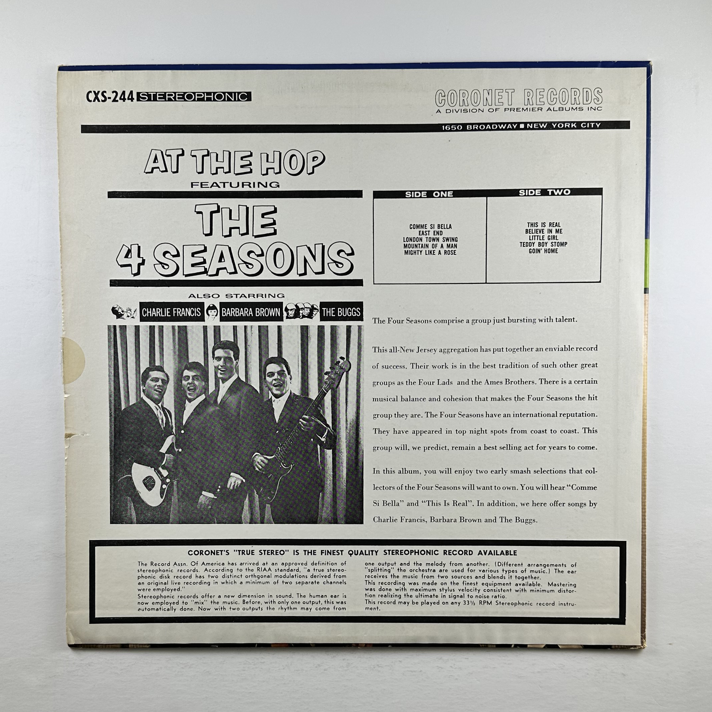 Pre-Owned :: Four Seasons, The Featuring Charlie Francis, Barbara Brown, The Buggs "At The Hop" LP