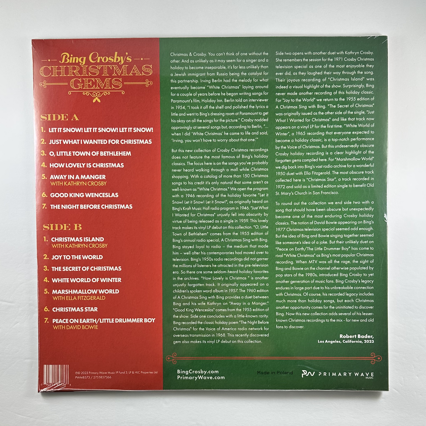 Bing Crosby "Bing Crosby's Christmas Gems" LP