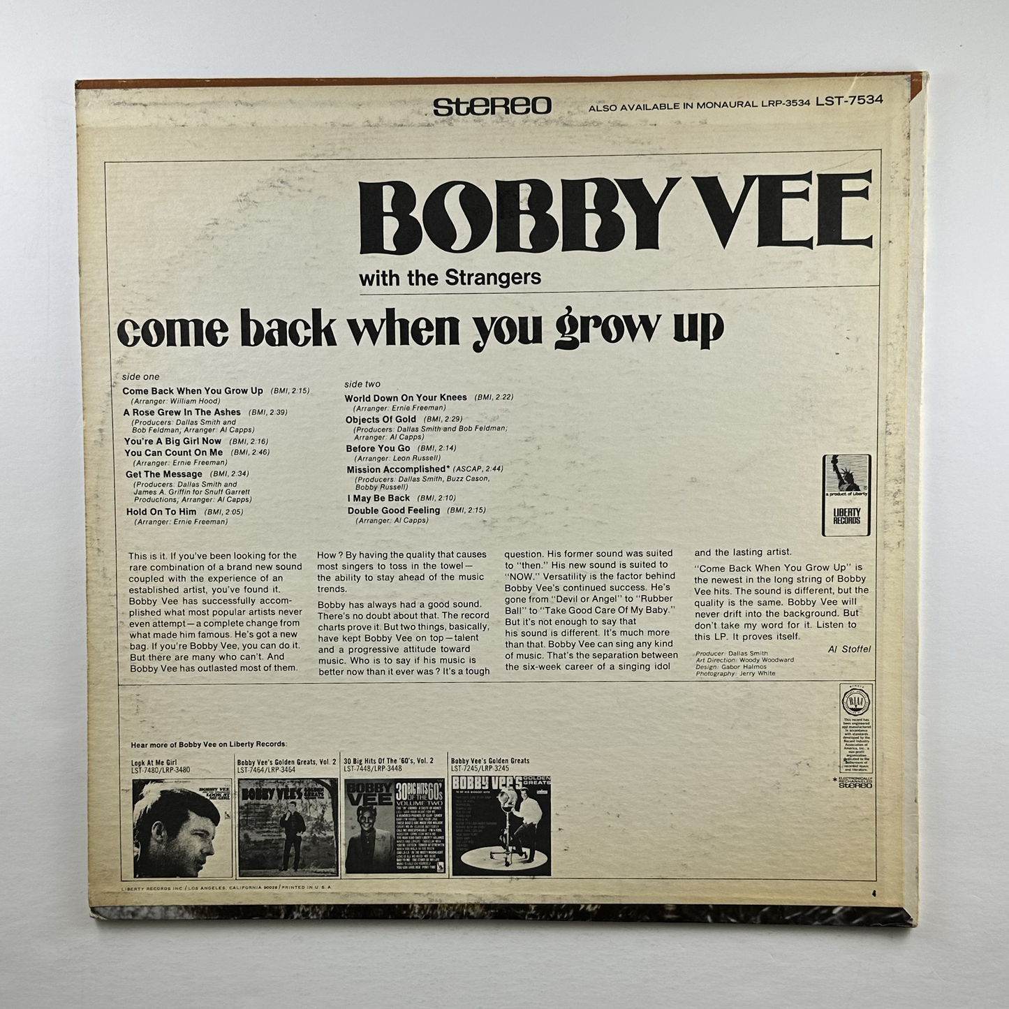 Pre-Owned :: Bobby Vee "Come Back When You Grow Up" LP