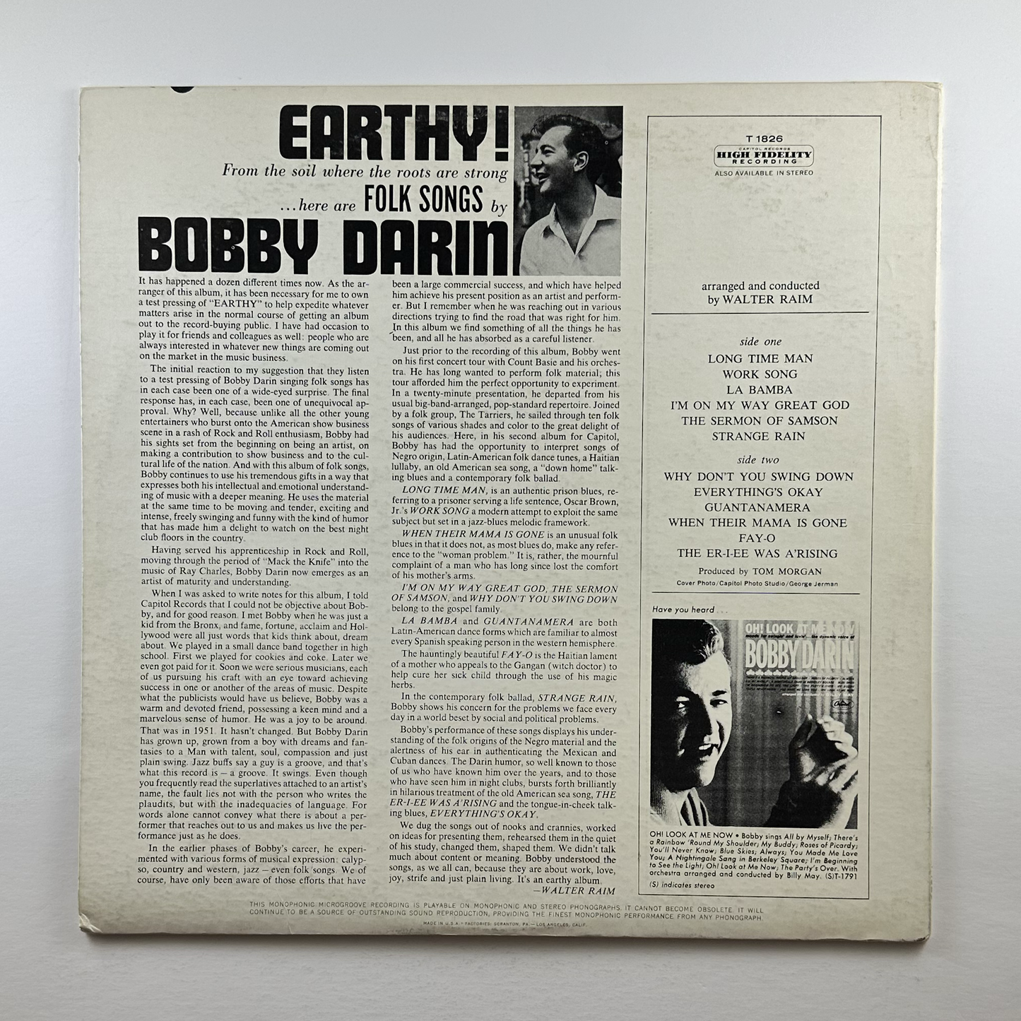 Pre-Owned :: Bobby Darin "Earthy" LP