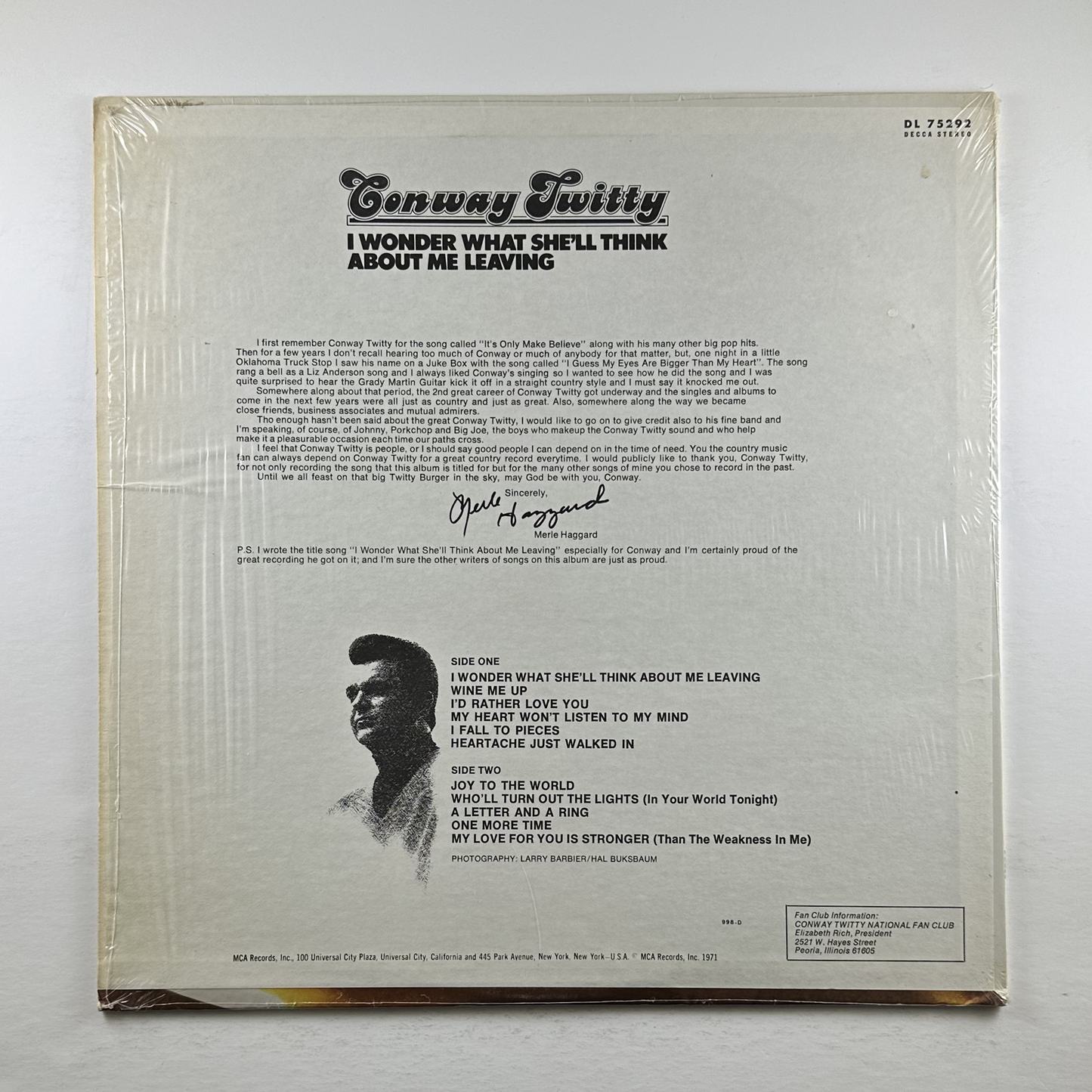 Pre-Owned :: Conway Twitty "I Wonder What She'll Think About Me Leaving" LP