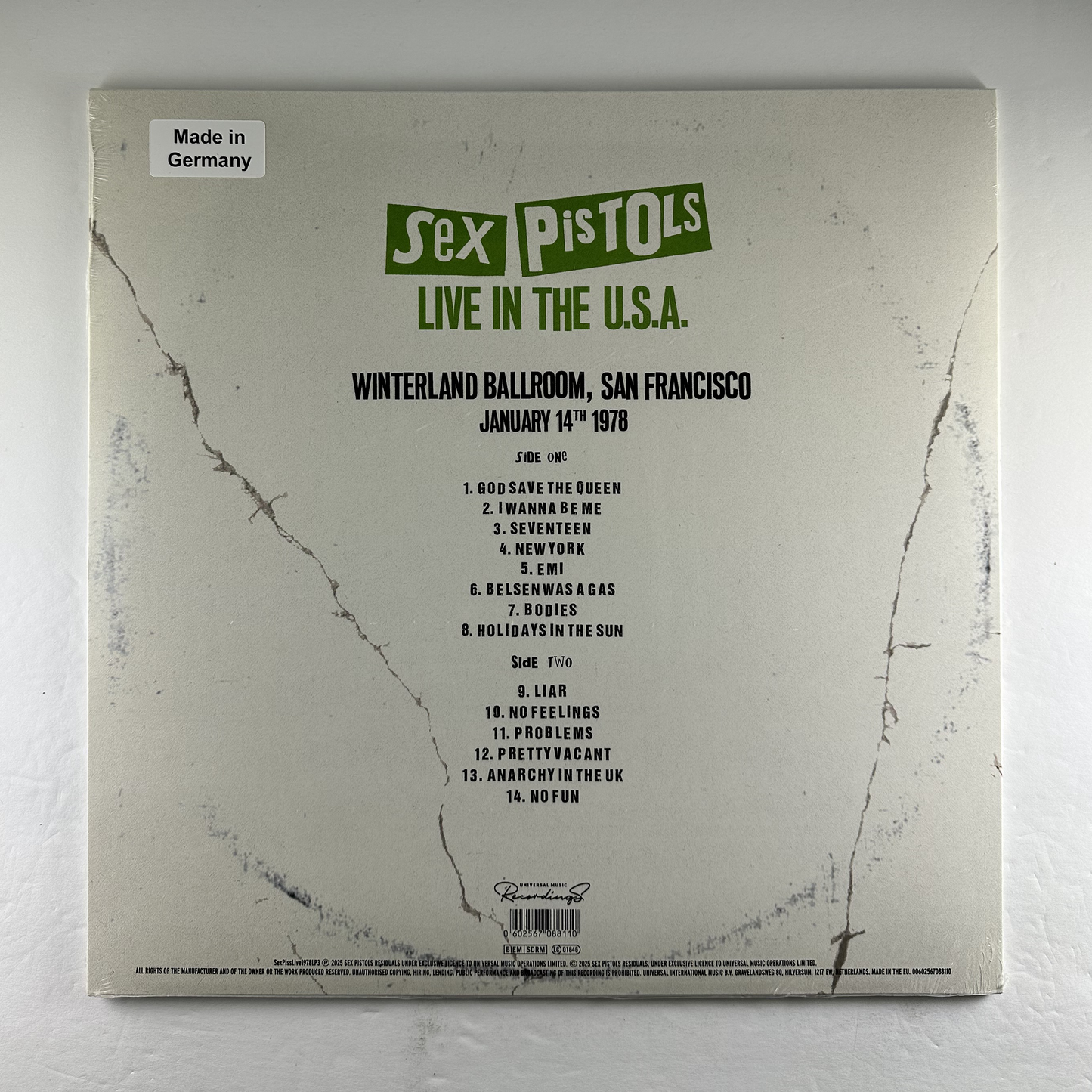 Sex Pistols "Live In The U.S.A. 1978 - Winterland Ballroom, San Francisco" LP