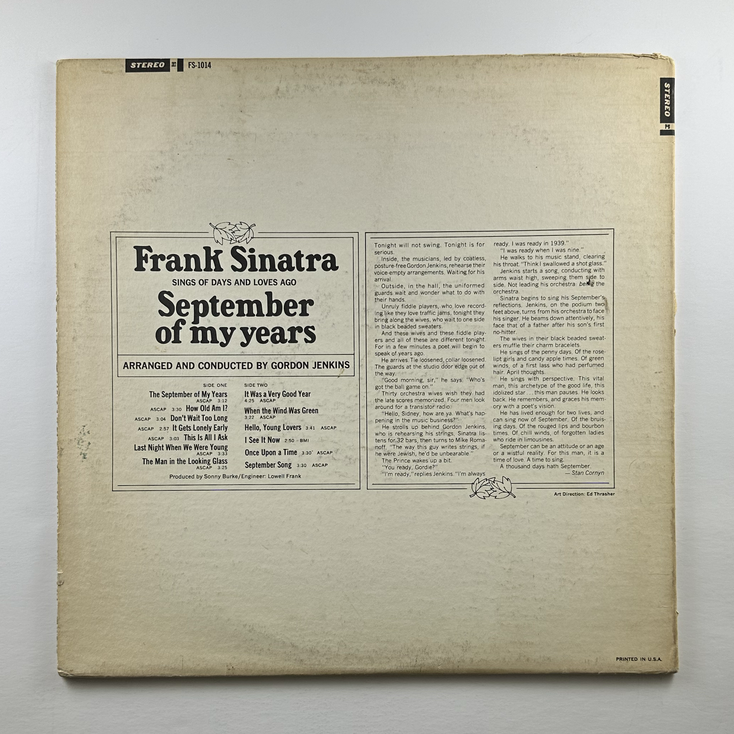 Pre-Owned :: Frank Sinatra "September Of My Years" LP