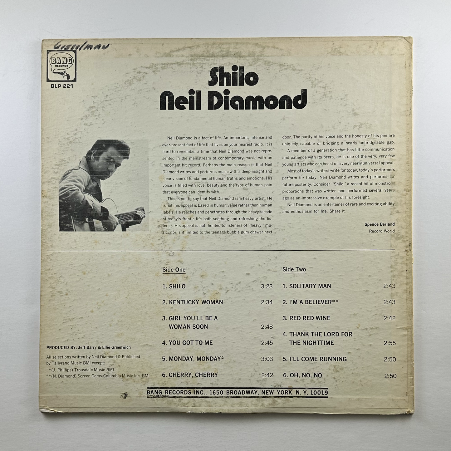 Pre-Owned :: Neil Diamond "Shilo" LP