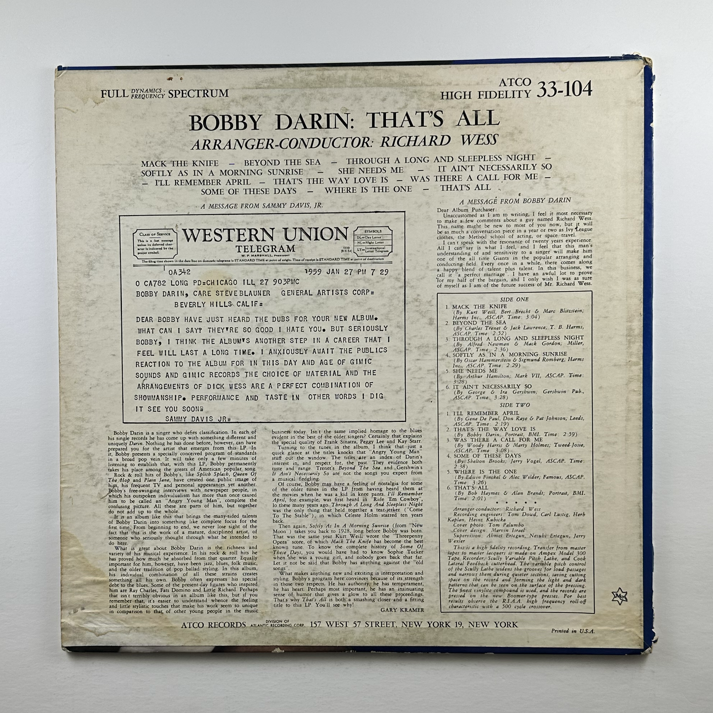 Pre-Owned :: Bobby Darin "That's All" LP