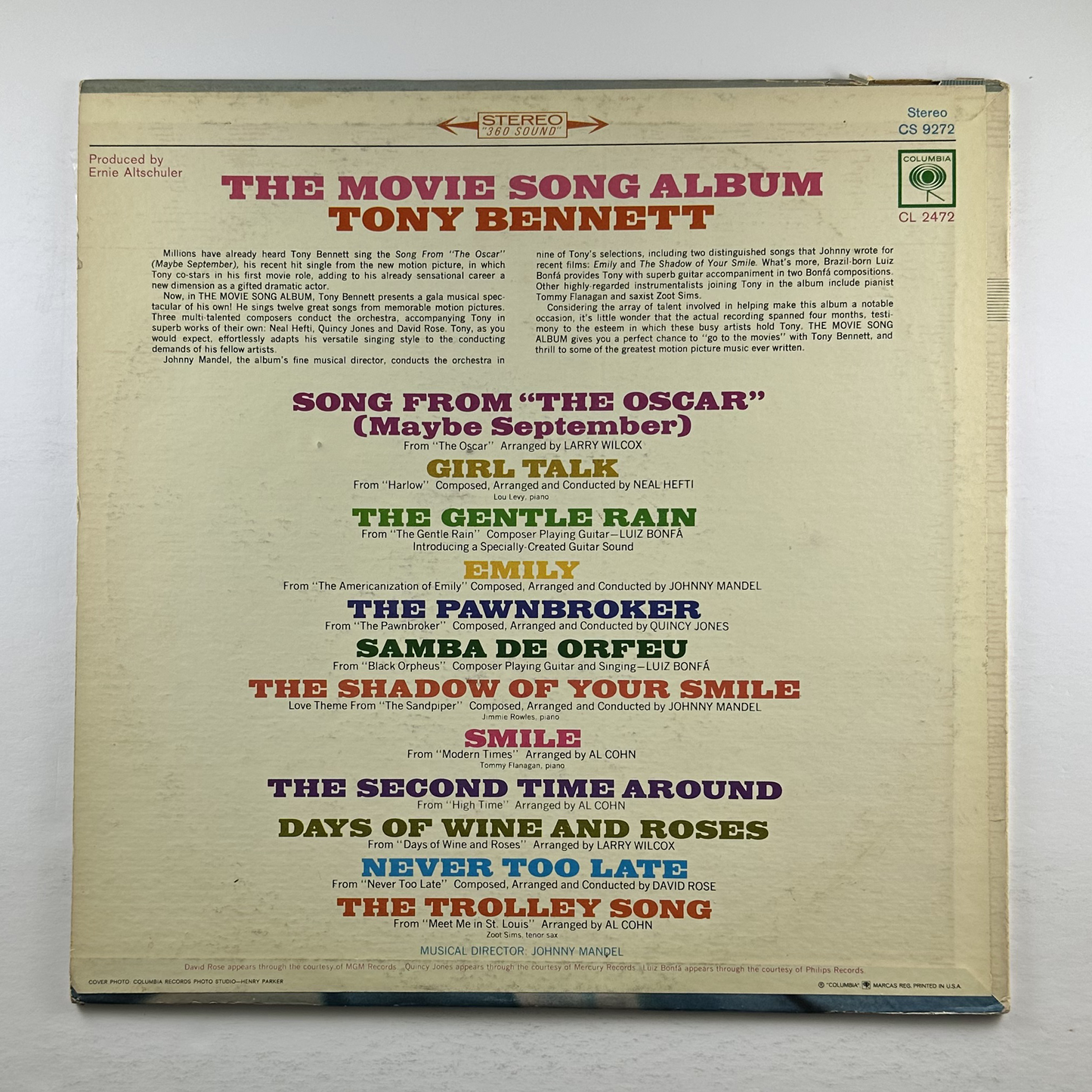 Pre-Owned :: Tony Bennett "The Movie Song Album" LP