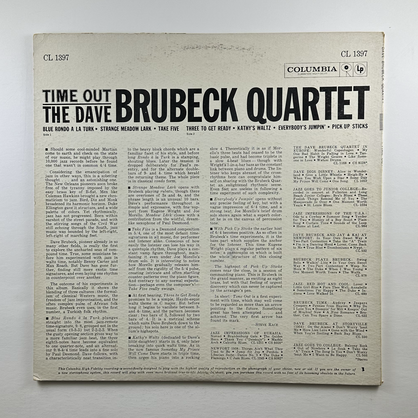 Pre-Owned :: Dave Brubeck Quartet, The "Time Out" LP