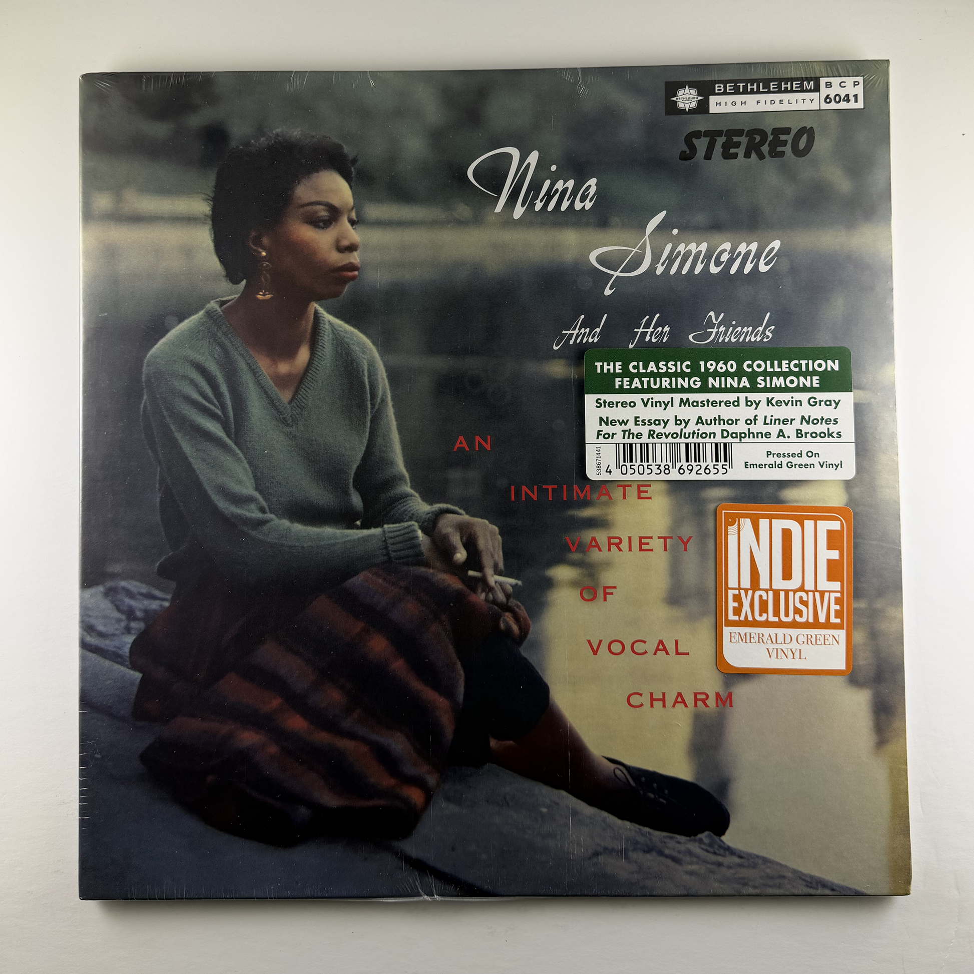 Vinyl record cover featuring Nina Simone with text and branding