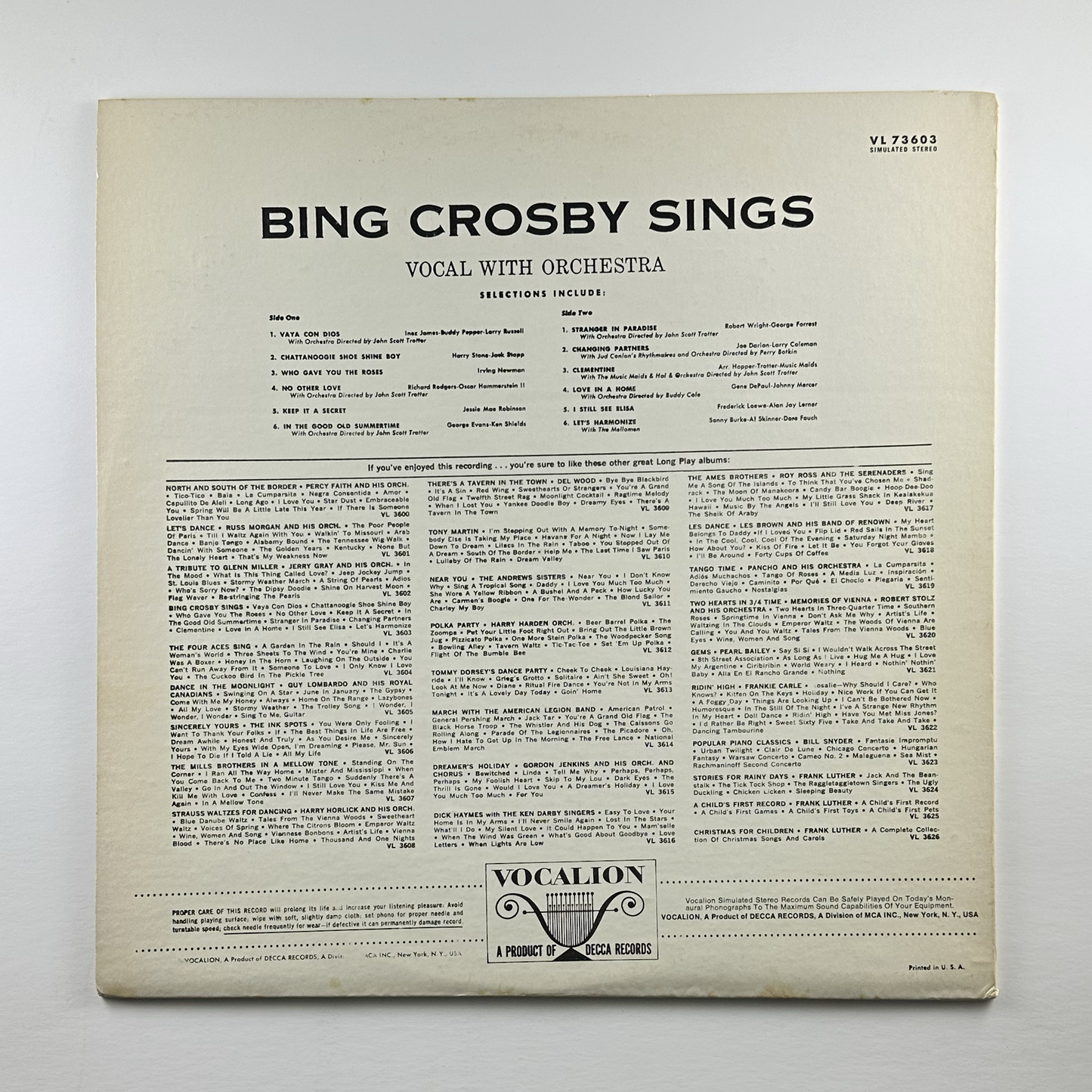 Pre-Owned :: Bing Crosby "Bing Crosby Sings" LP