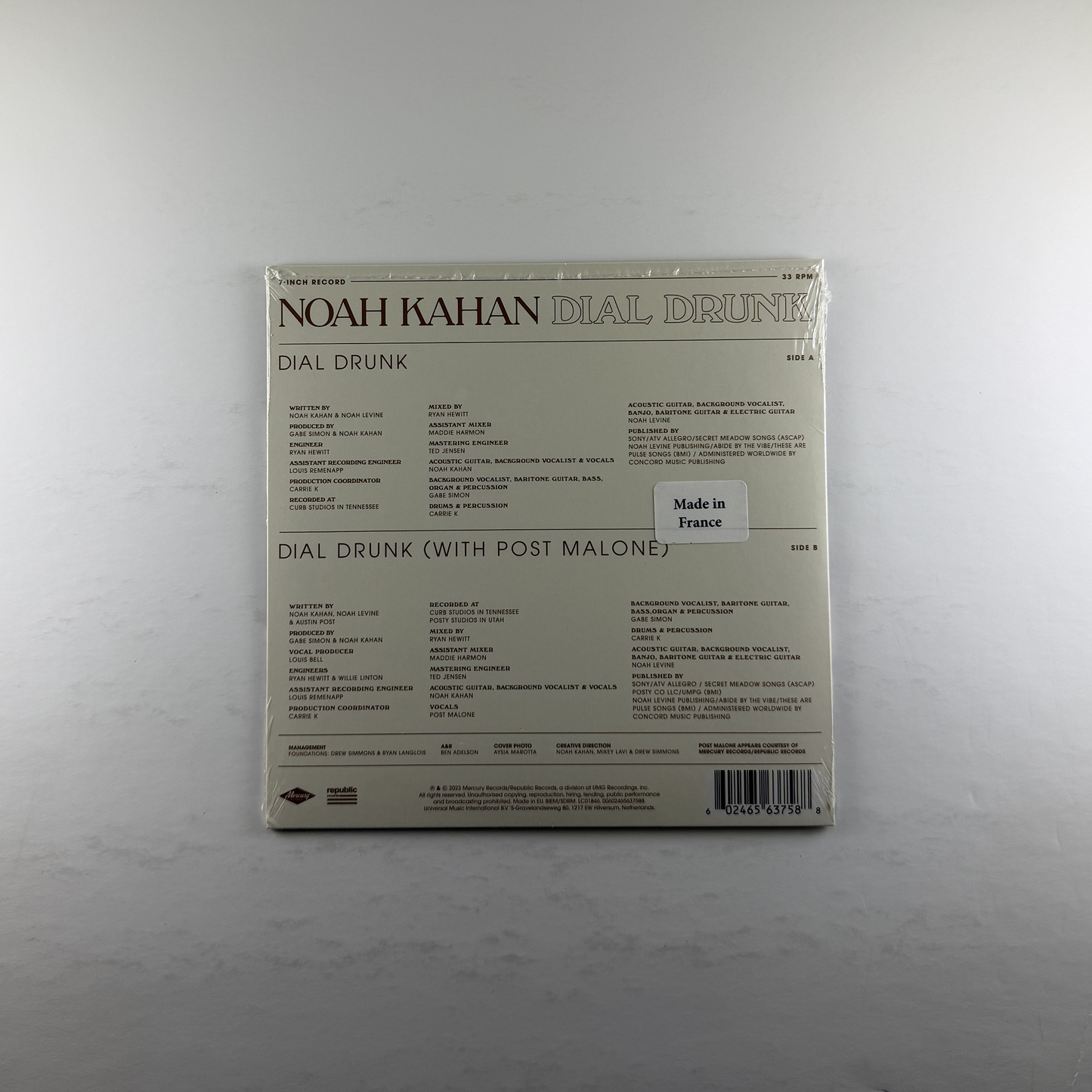 Noah Kahan "Dial Drunk" [Import] [7"]
