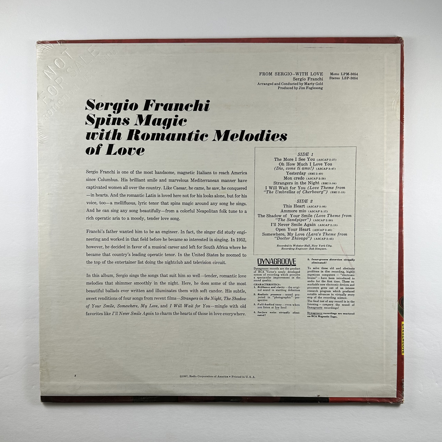 Pre-Owned :: Sergio Franchi "From Sergio - With Love" [Sealed] [Promo] LP