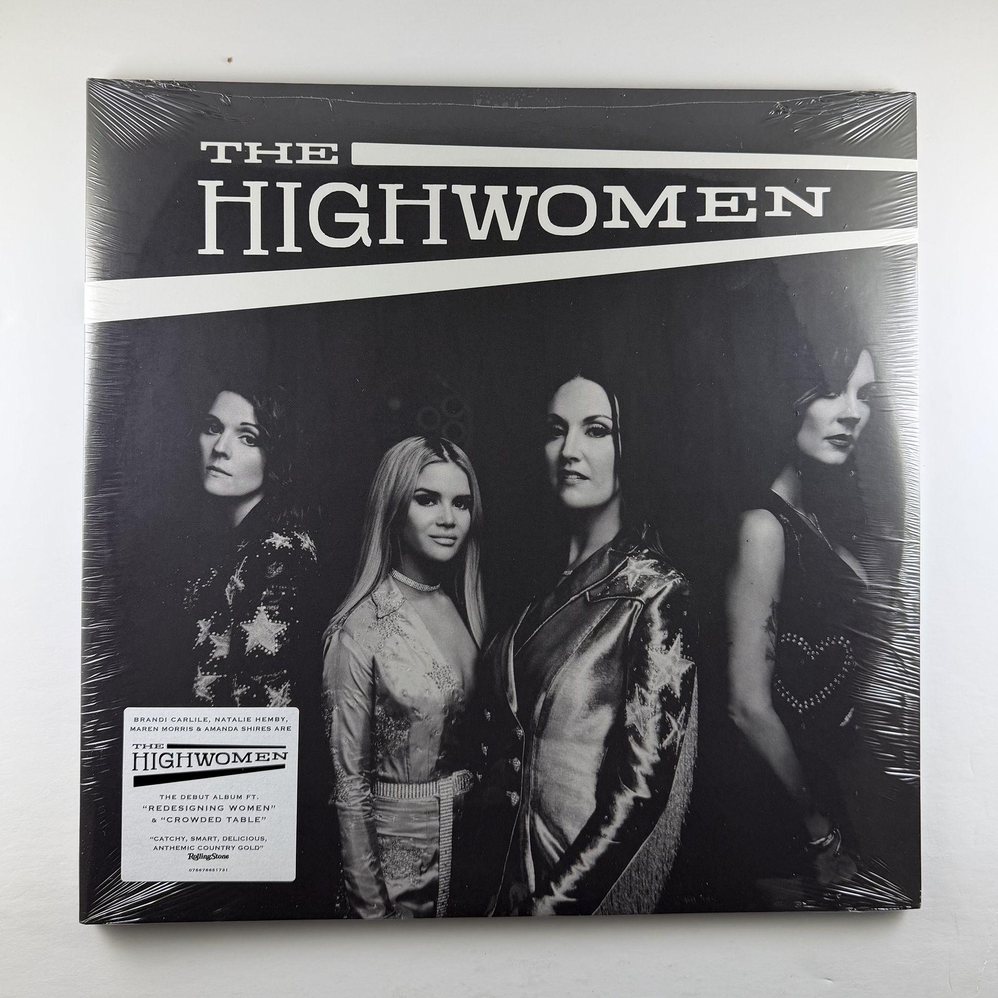 Album cover for 'The Highwomen' featuring a black and white photo of four women.