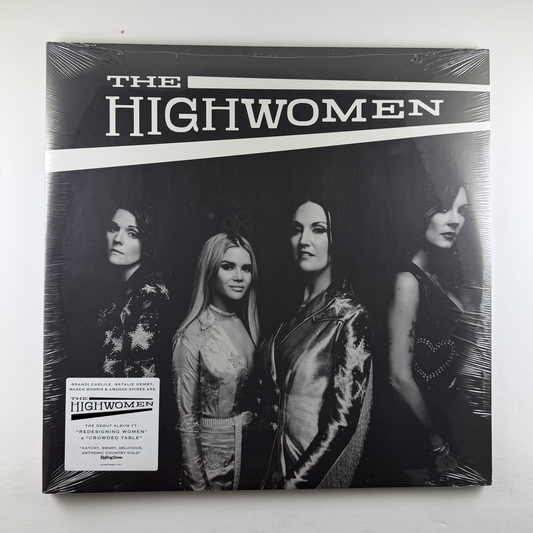 Album cover for 'The Highwomen' featuring a black and white photo of four women.