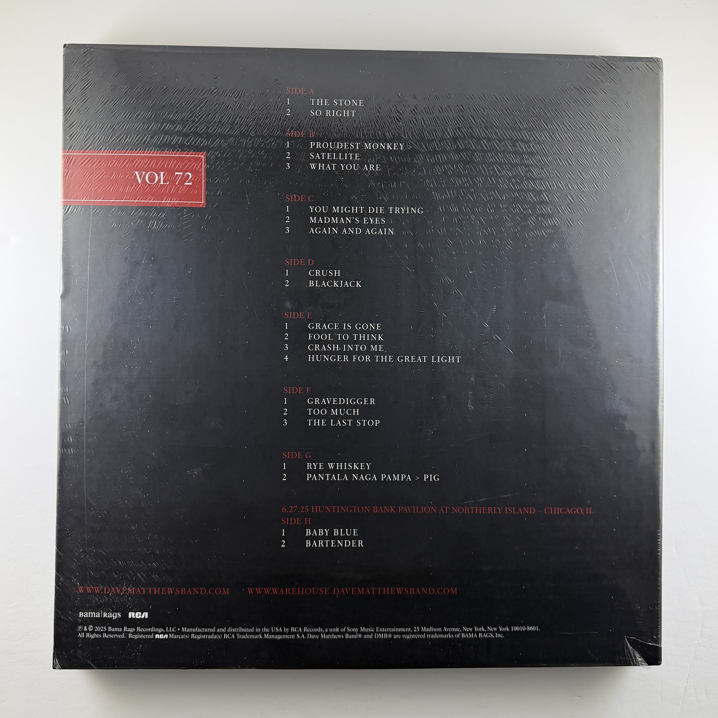 Dave Matthews "Live Trax Vol. 72 6.28.25 Huntington Bank Pavilion at Northerly Island" 4xLP